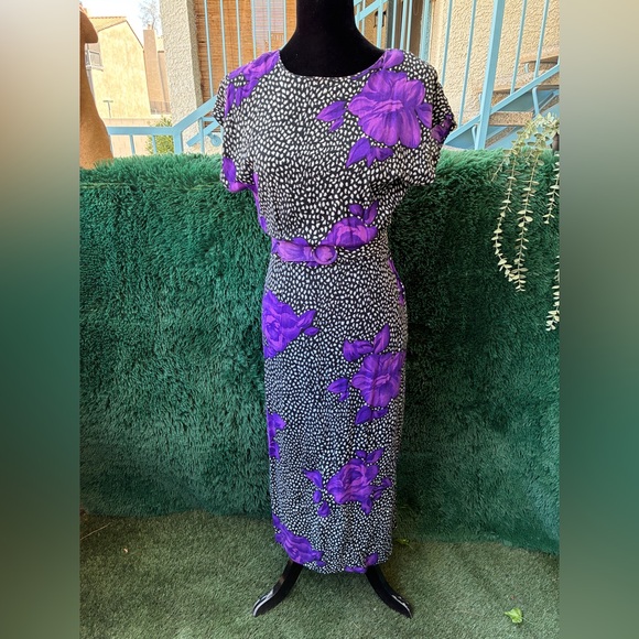 Contempo Casuals Dresses & Skirts - Vintage 80s Small Contempo Casuals Long Floral Belted Dress